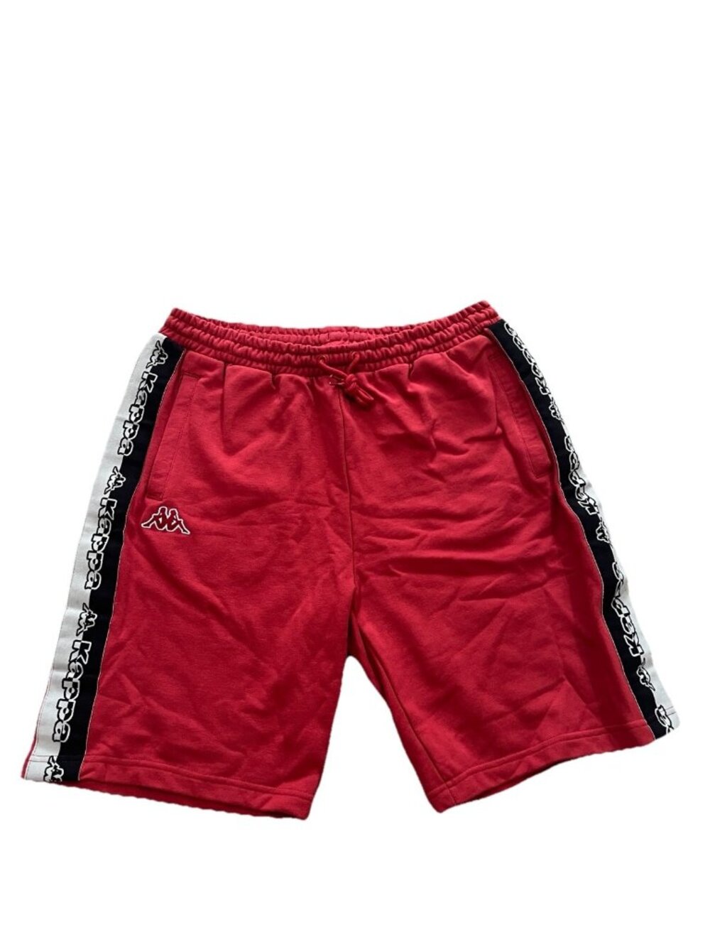 Kappa Mens Large Red Logo Tape Athletic Sweat Shorts Drawstring Pocket 2XL